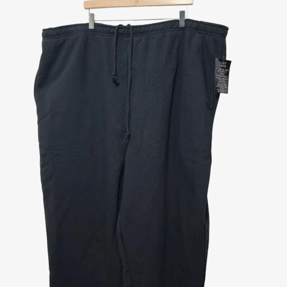 King Size Black Fleece Open-Bottom Sweatpants Men's 4XL (48-50 Waist) 31